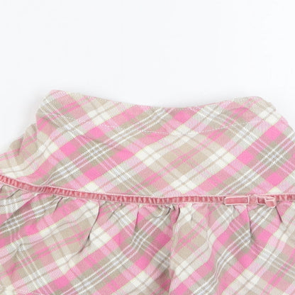 Cherokee Girls Pink Plaid 100% Cotton A-Line Skirt Size 3-4 Years  Regular Zip