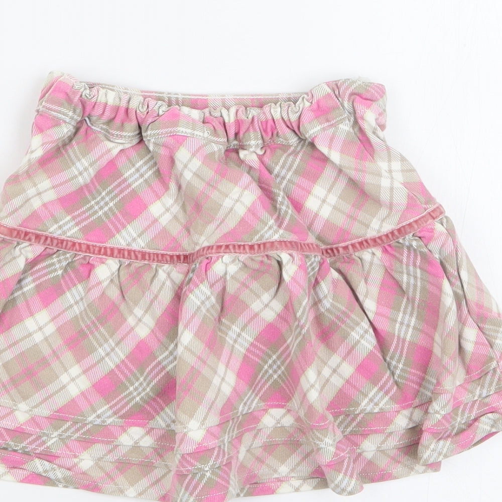 Cherokee Girls Pink Plaid 100% Cotton A-Line Skirt Size 3-4 Years  Regular Zip