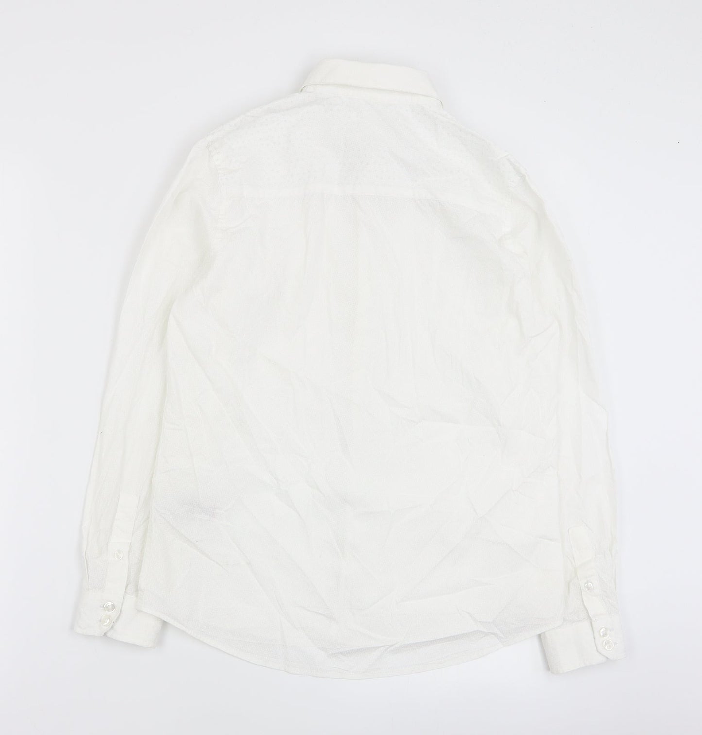 NEXT Boys White Geometric 100% Cotton Basic Button-Up Size 12 Years Collared Button