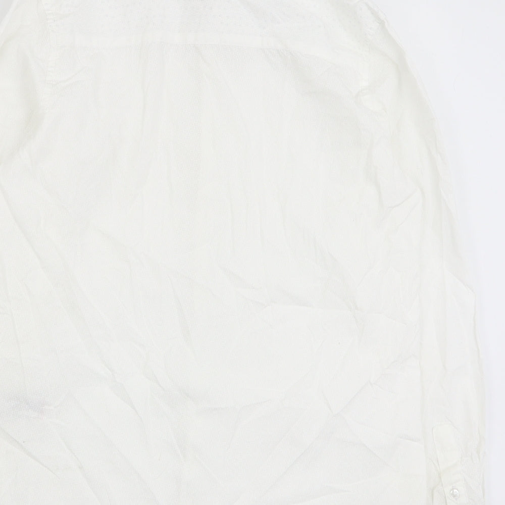 NEXT Boys White Geometric 100% Cotton Basic Button-Up Size 12 Years Collared Button