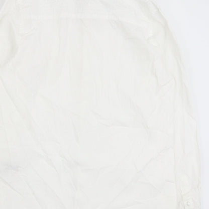 NEXT Boys White Geometric 100% Cotton Basic Button-Up Size 12 Years Collared Button
