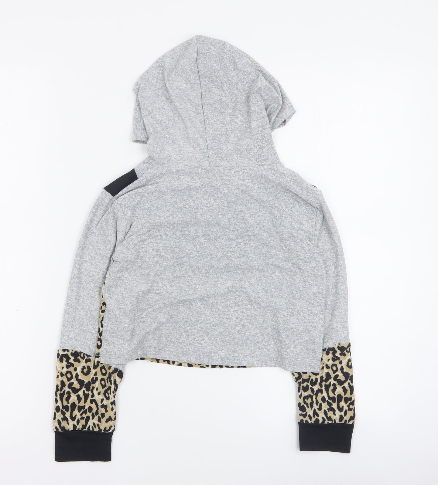 Matalan Girls Grey Animal Print Polyester Pullover Hoodie Size 8 Years  Pullover - Cropped