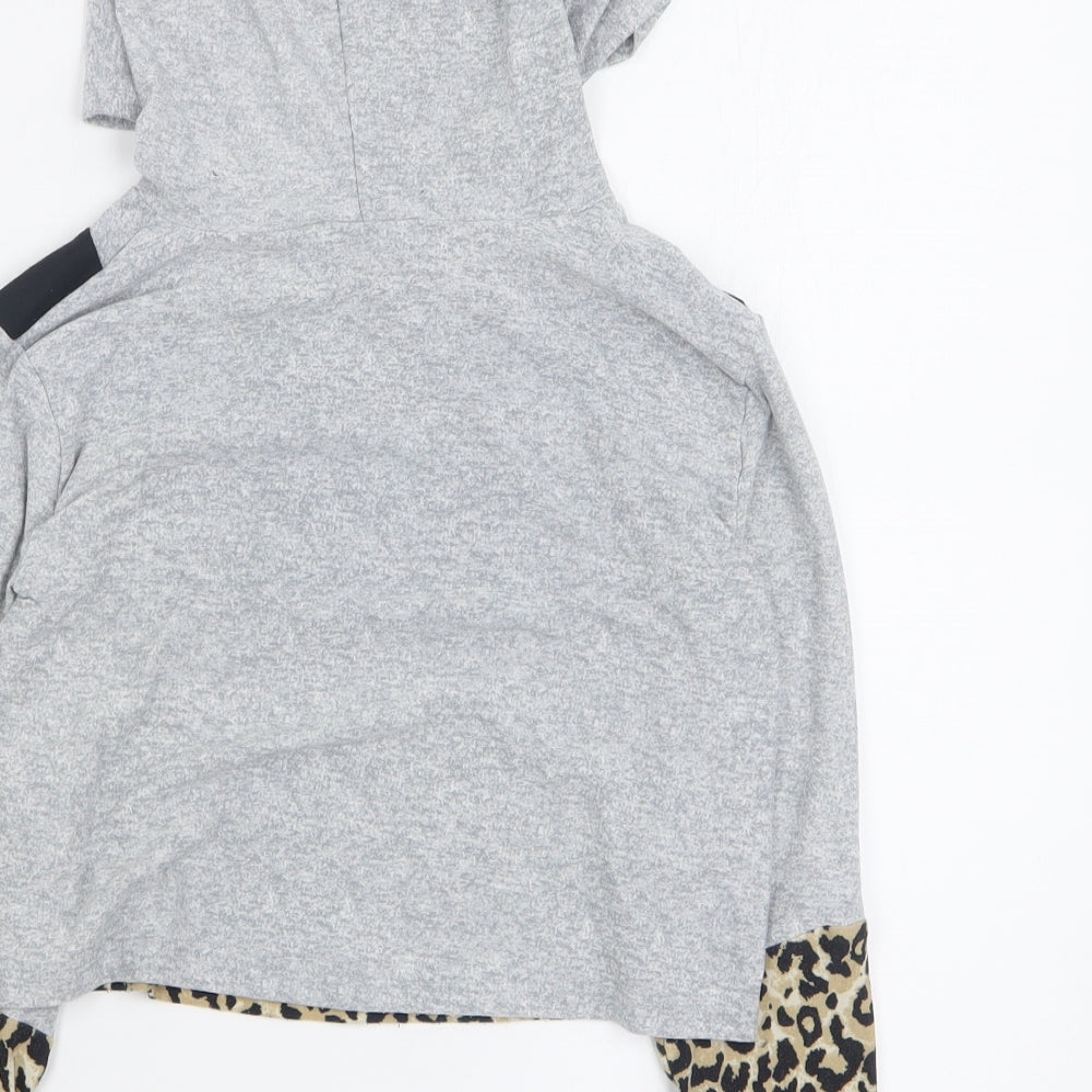 Matalan Girls Grey Animal Print Polyester Pullover Hoodie Size 8 Years  Pullover - Cropped