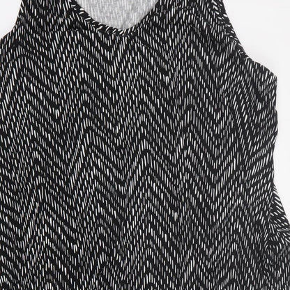 Close-up detail of Target women’s black geometric viscose a-line, size XL, v-neck pullover