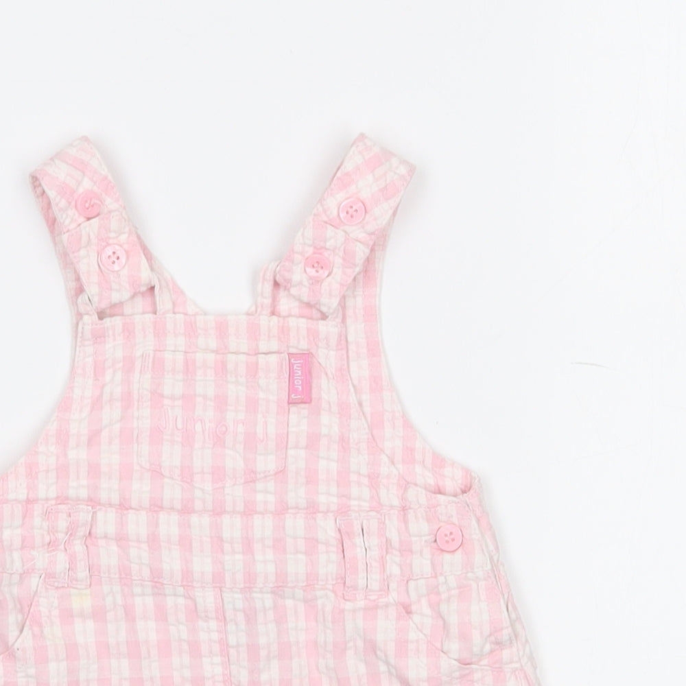 Designers Baby Pink Check Cotton Pinafore/Dungaree Dress  Size 0-3 Months  Square Neck