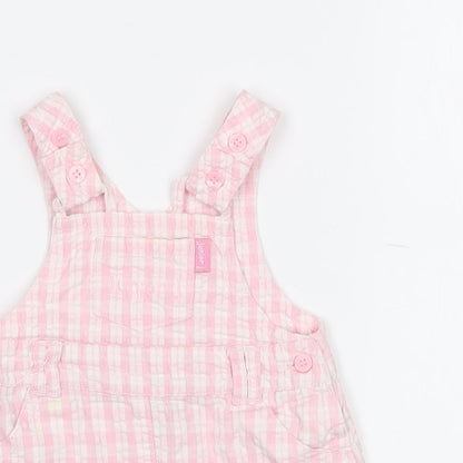 Designers Baby Pink Check Cotton Pinafore/Dungaree Dress  Size 0-3 Months  Square Neck