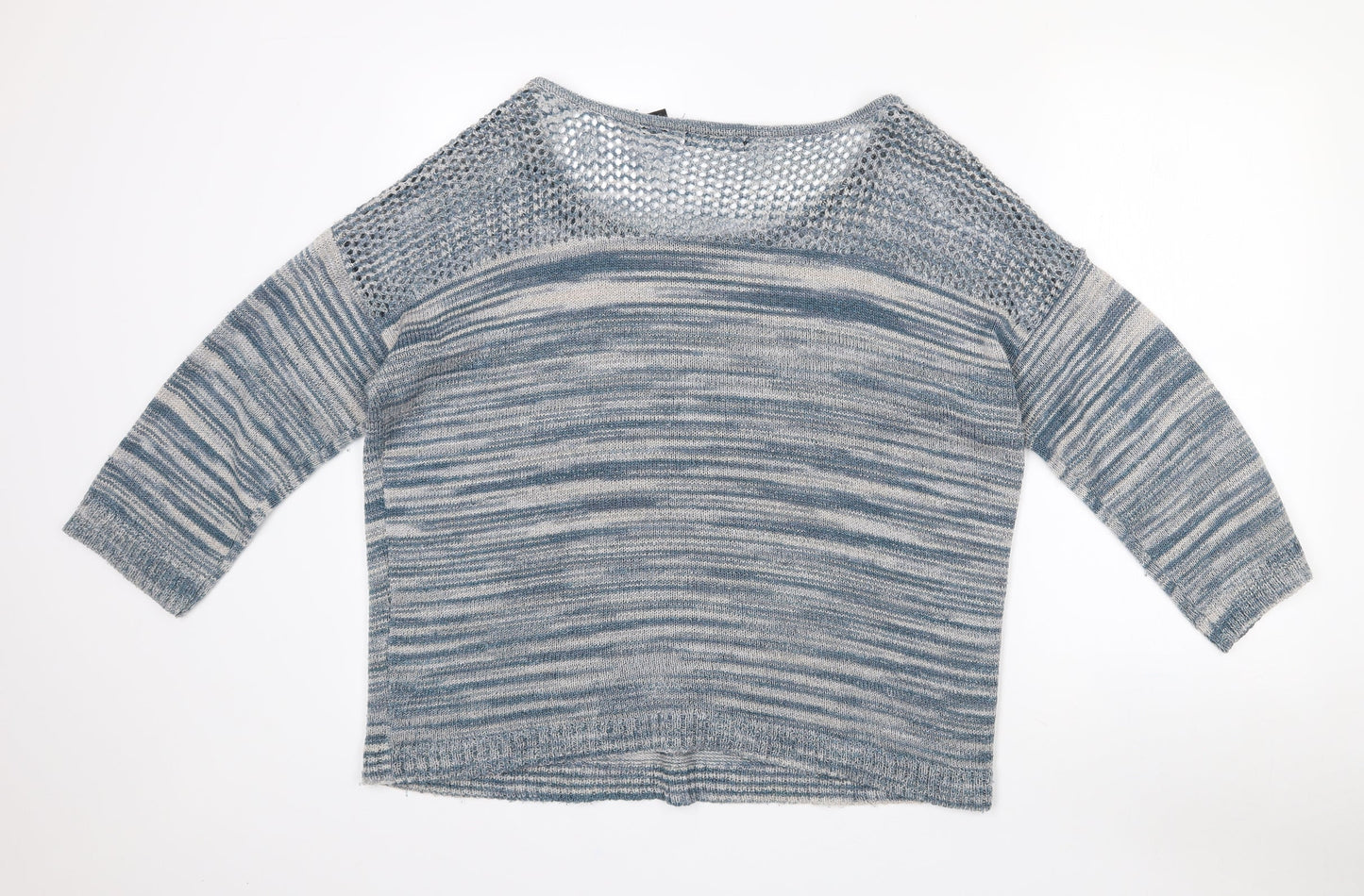Verve Womens Blue Round Neck Striped Acrylic Pullover Jumper Size XL