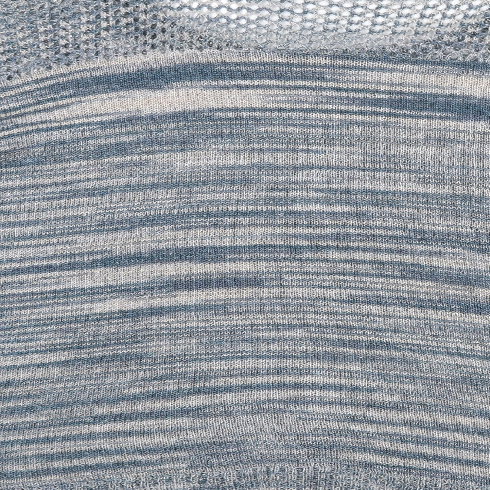 Verve Womens Blue Round Neck Striped Acrylic Pullover Jumper Size XL