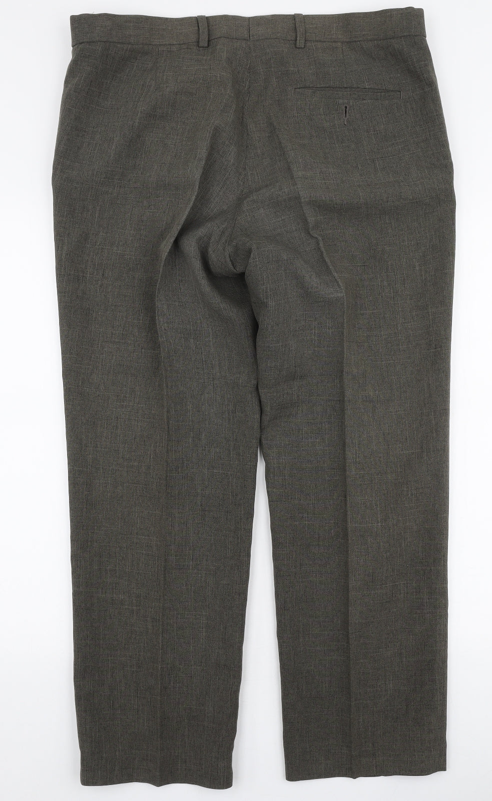 Marks and Spencer Mens Green  Polyester Trousers  Size 36 in L29 in Regular Zip