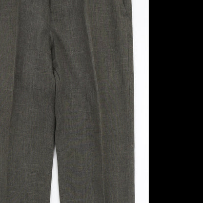 Marks and Spencer Mens Green  Polyester Trousers  Size 36 in L29 in Regular Zip
