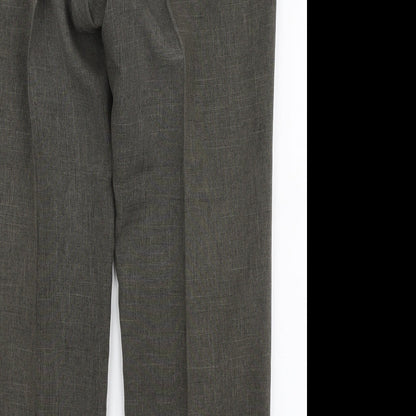 Marks and Spencer Mens Green  Polyester Trousers  Size 36 in L29 in Regular Zip