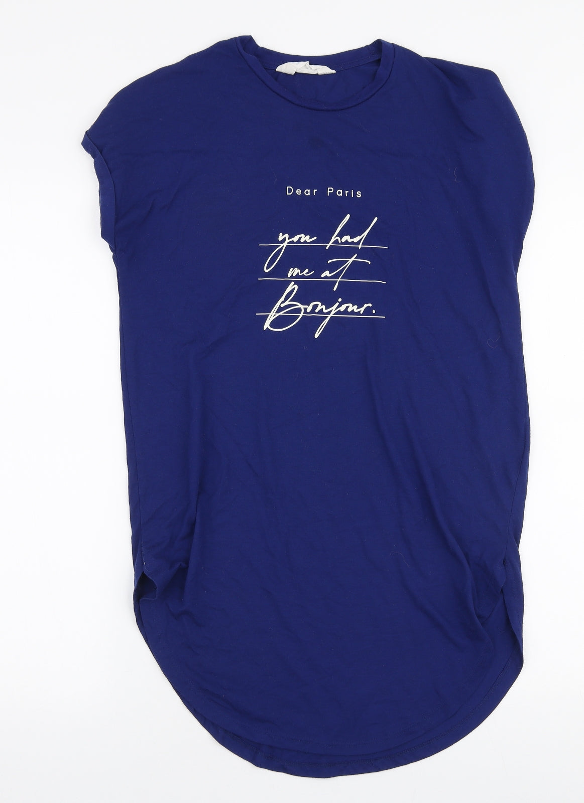 Primark Womens Blue  Polyester Jersey T-Shirt Size XS Round Neck - Paris