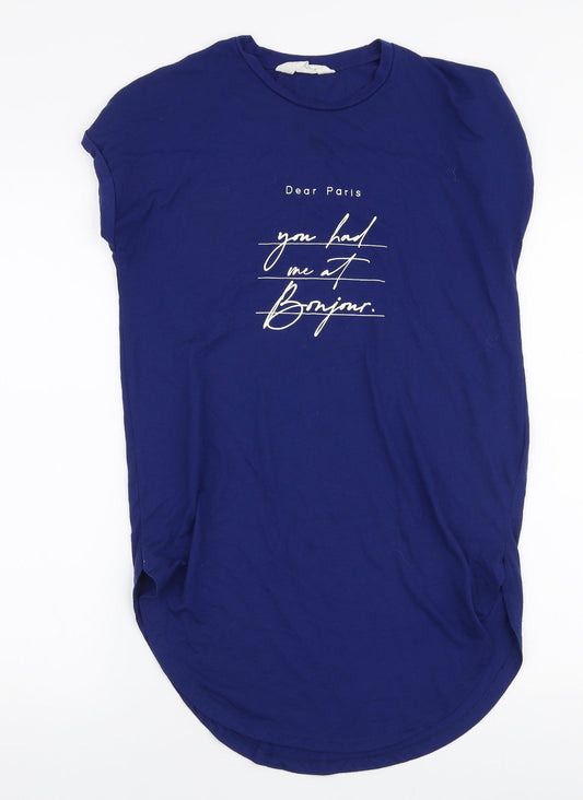 Primark Womens Blue  Polyester Jersey T-Shirt Size XS Round Neck - Paris