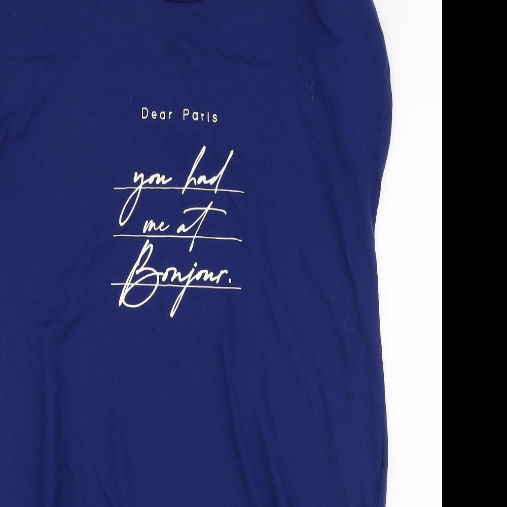 Primark Womens Blue  Polyester Jersey T-Shirt Size XS Round Neck - Paris