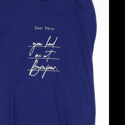 Primark Womens Blue  Polyester Jersey T-Shirt Size XS Round Neck - Paris