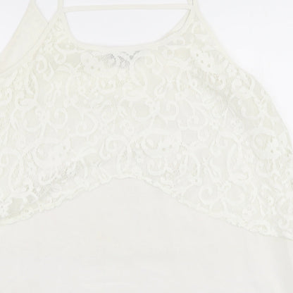 Peacocks Womens White  Polyester Camisole Blouse Size 14 Round Neck