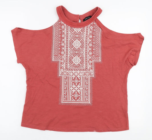 Womens UK Size 8 New Look Orange Jersey T-Shirt