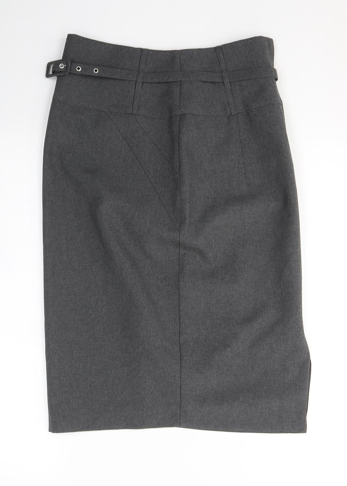 Atmosphere Womens Grey  Cotton A-Line Skirt Size 8   Zip