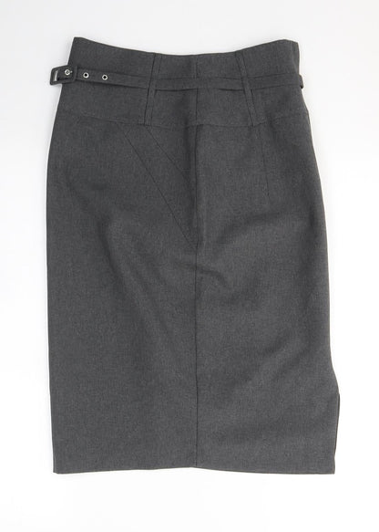 Atmosphere Womens Grey  Cotton A-Line Skirt Size 8   Zip
