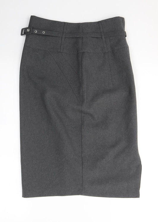 Atmosphere Womens Grey  Cotton A-Line Skirt Size 8   Zip