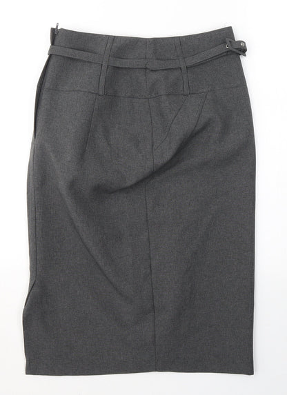 Atmosphere Womens Grey  Cotton A-Line Skirt Size 8   Zip
