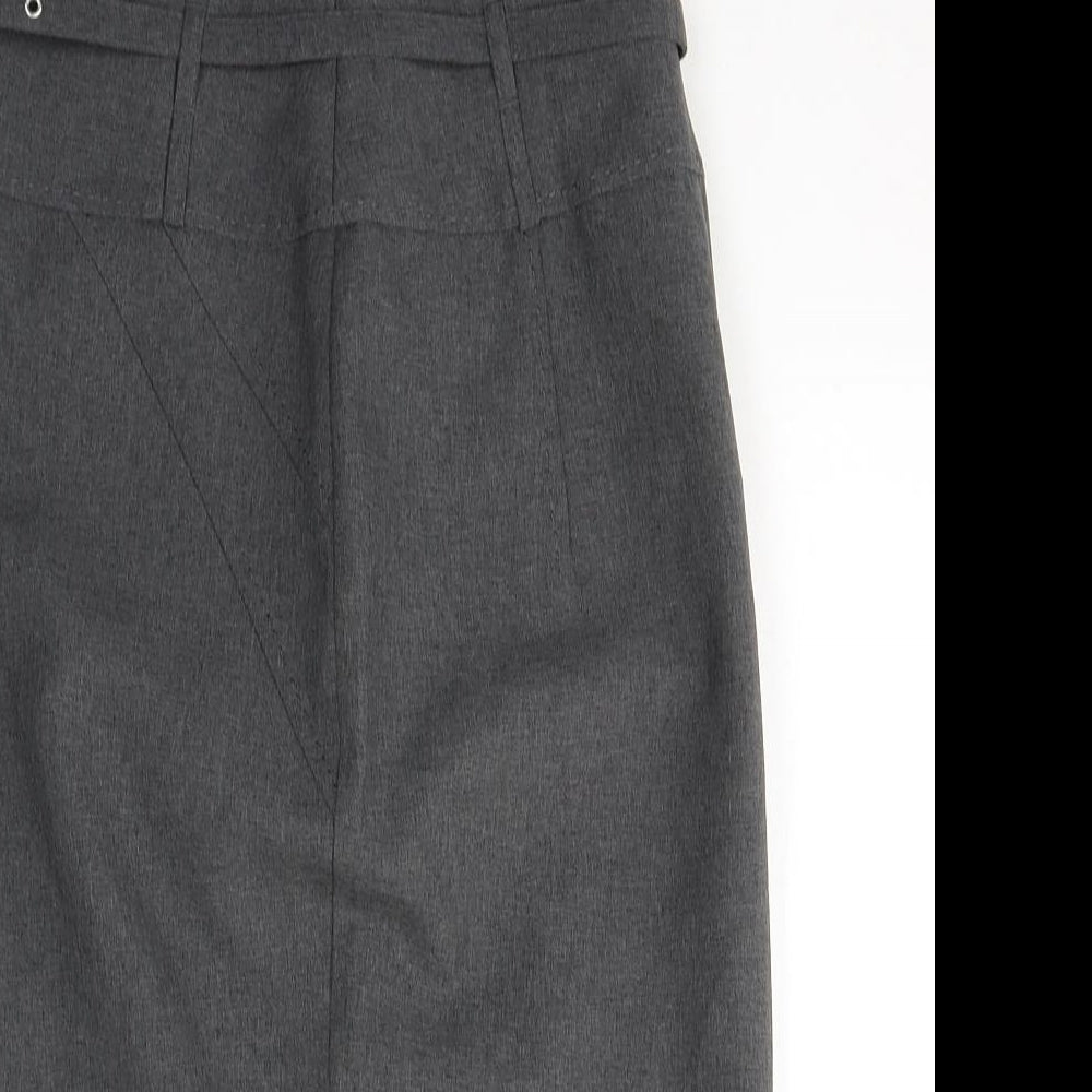 Atmosphere Womens Grey  Cotton A-Line Skirt Size 8   Zip