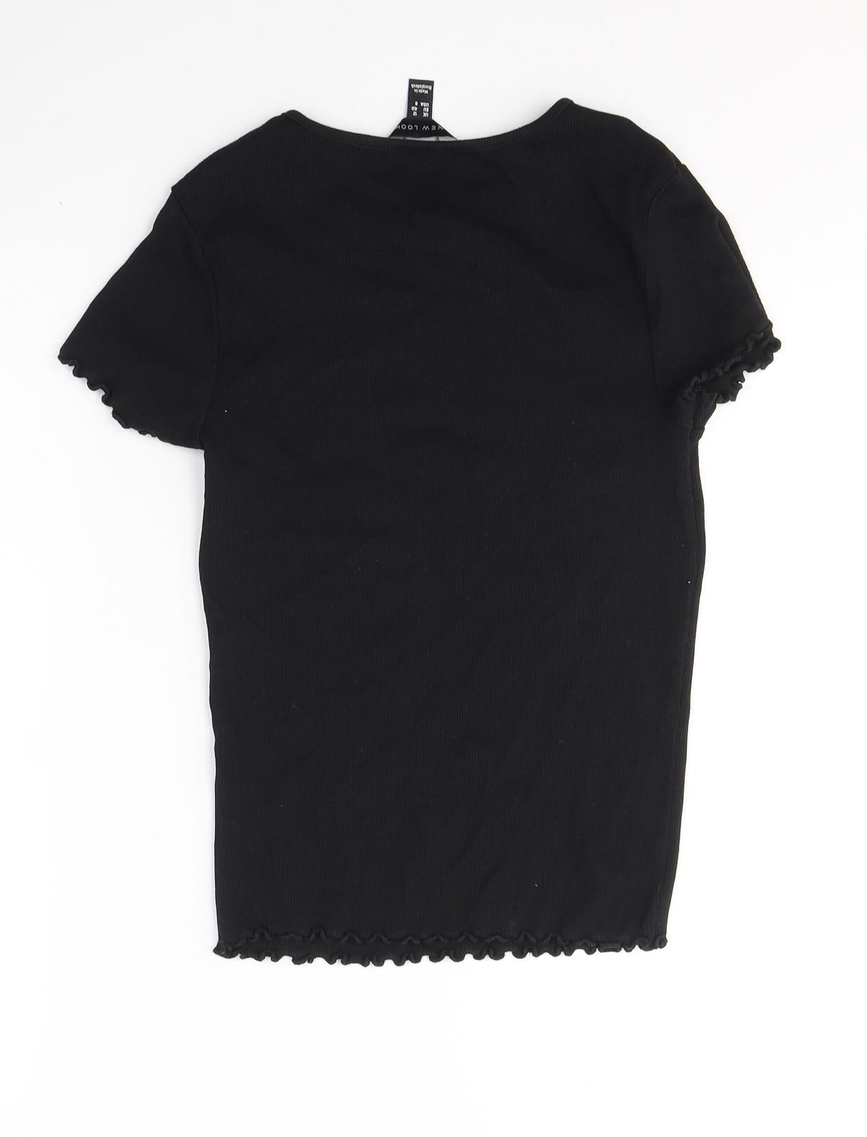 Womens UK Size 12 New Look Black Basic T-Shirt