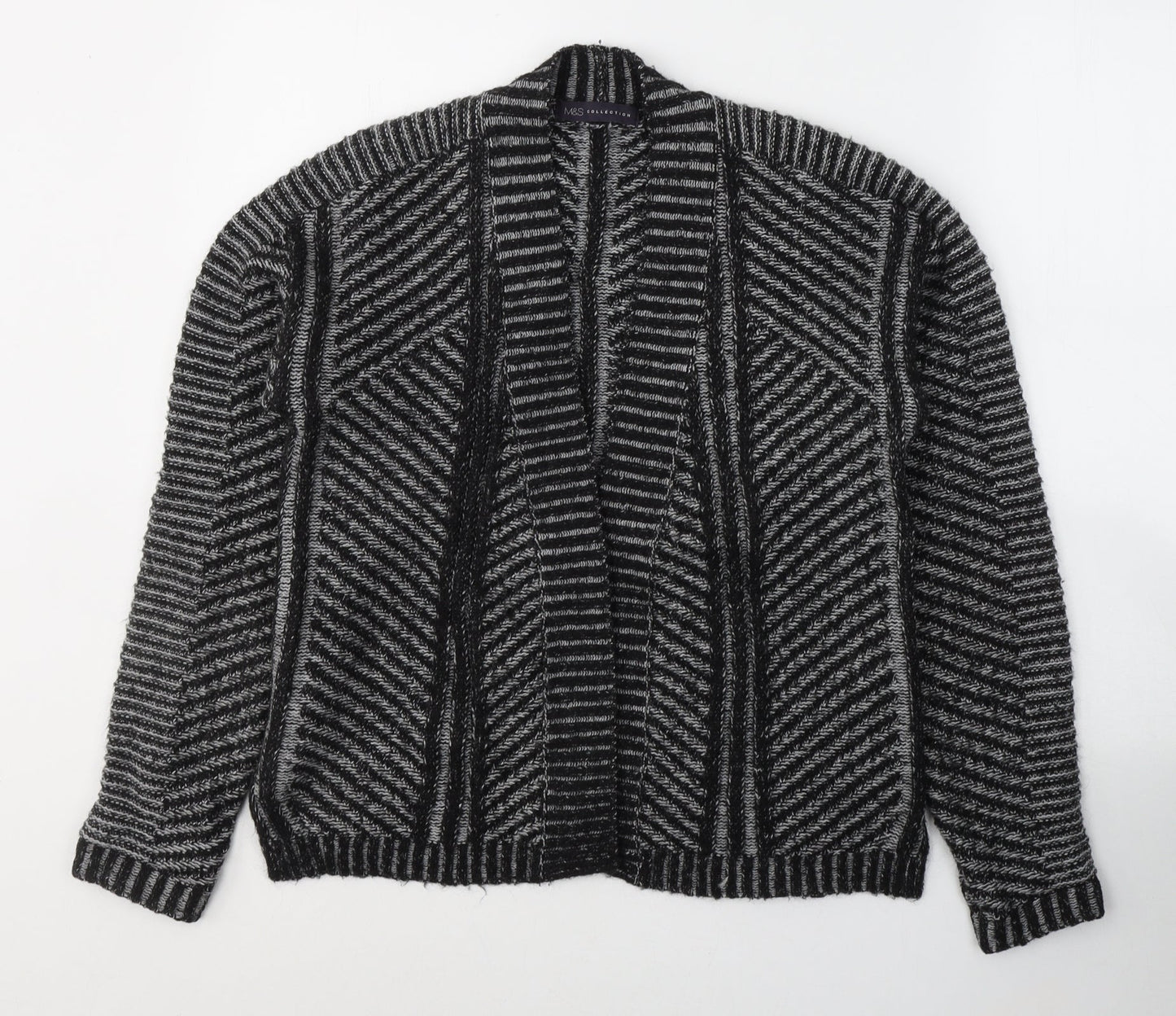 Marks and Spencer Womens Black V-Neck  Acrylic Cardigan Jumper Size 14