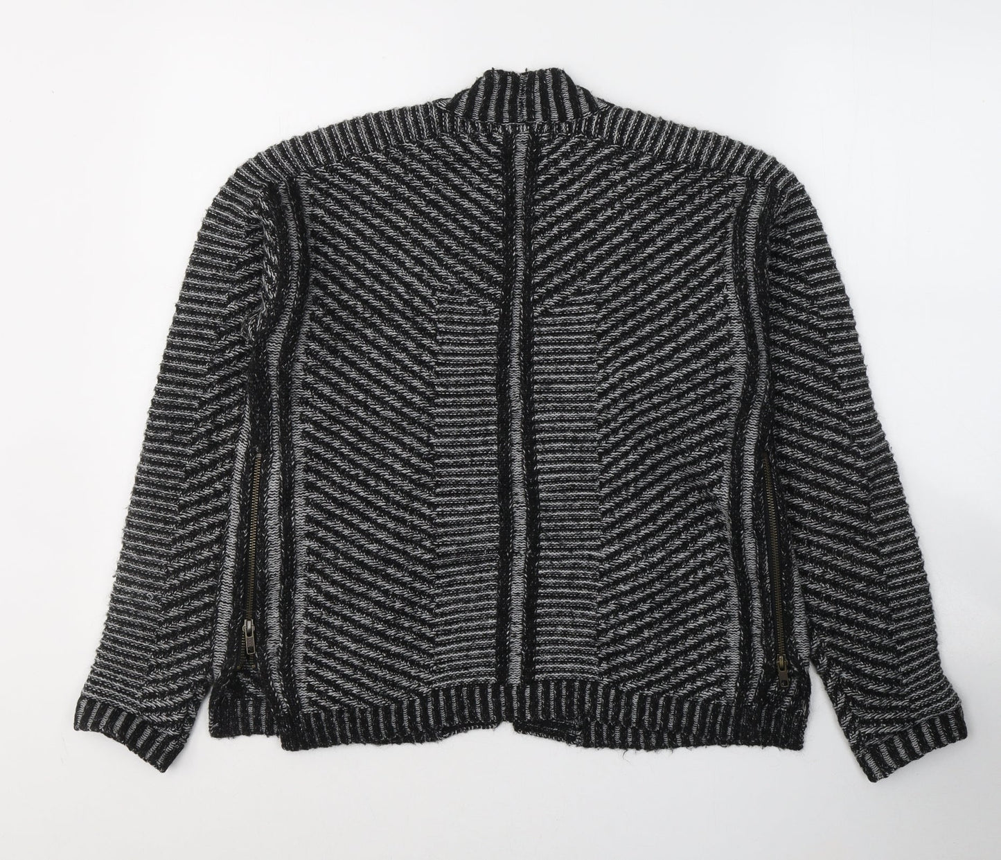 Marks and Spencer Womens Black V-Neck  Acrylic Cardigan Jumper Size 14