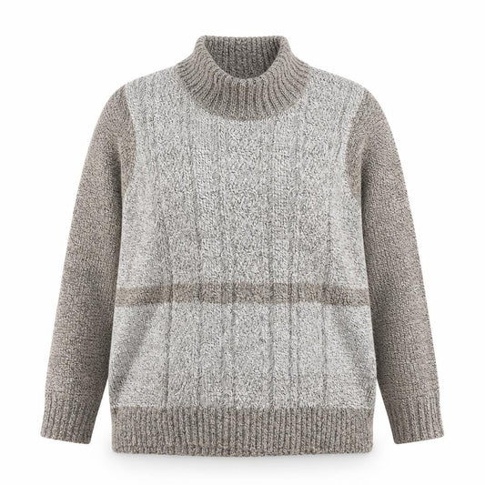 Front view of Bonmarché women’s beige roll neck acrylic jumper, size XL
