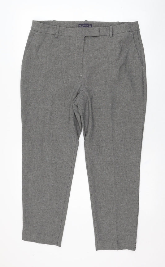 Womens UK Size 16 Marks and Spencer Regular Fit Carrot Grey Trousers