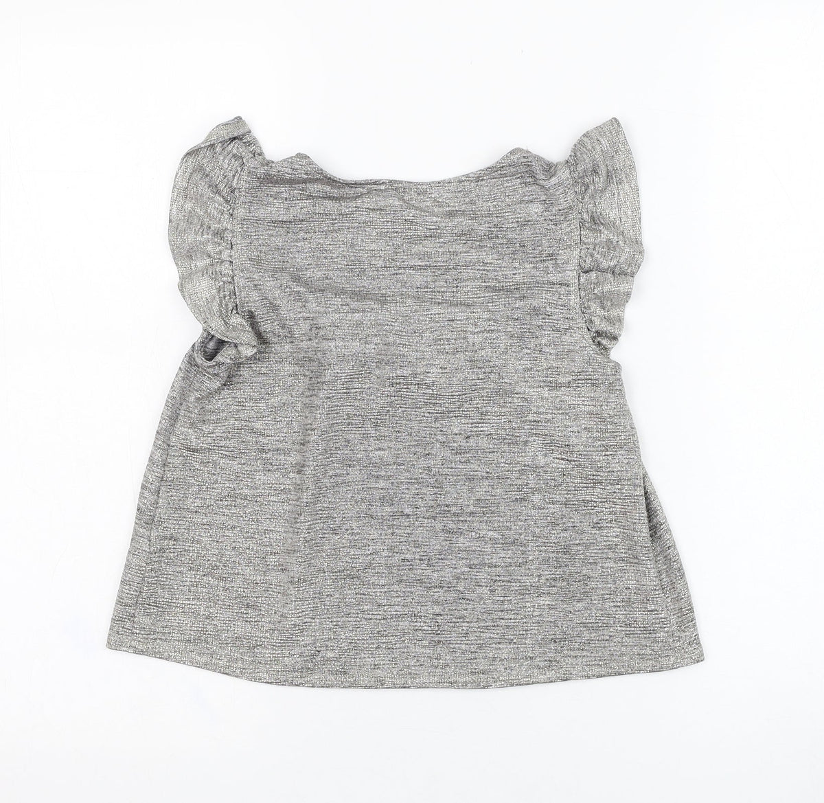 Back view of F&F girls’ silver polyester basic blouse, size 9-10, years round neck pullover