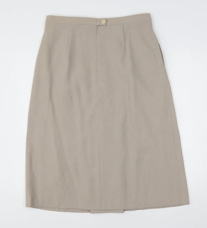 Goldix Womens Beige  Modal A-Line Skirt Size 34 in   Button