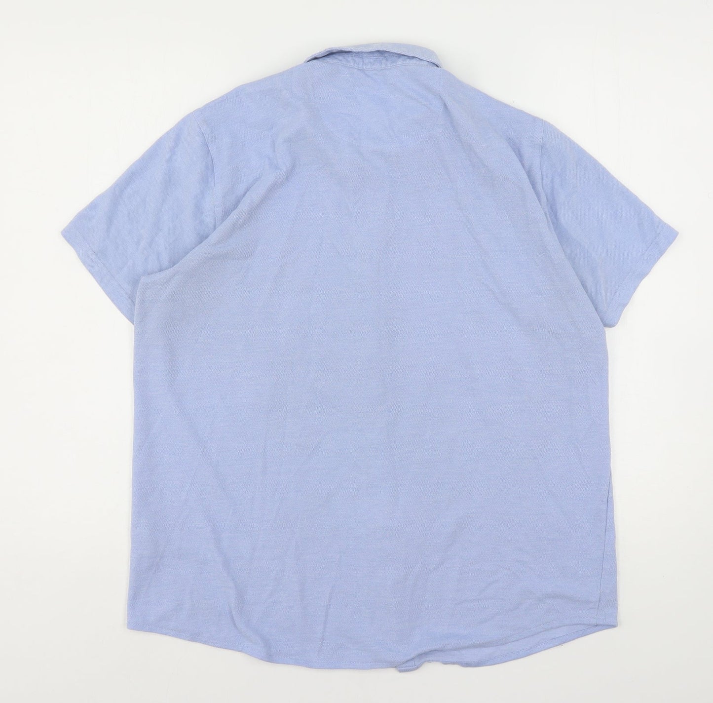 Mens UK Size L Easy Blue  Button-Up Short Sleeve Casual Shirt