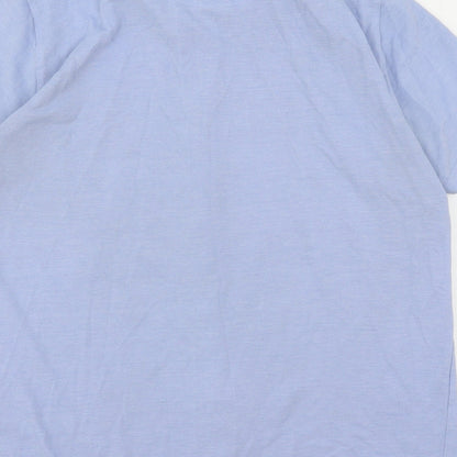 Mens UK Size L Easy Blue  Button-Up Short Sleeve Casual Shirt