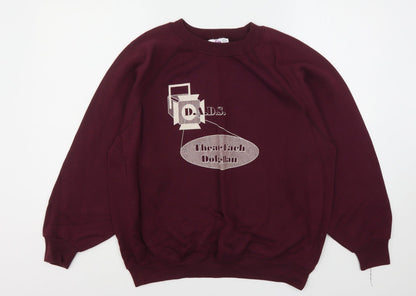 Sweat Trends Womens Purple  Cotton Pullover Sweatshirt Size L