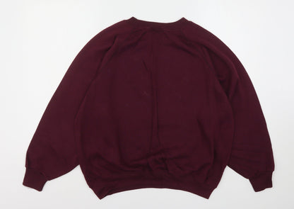 Sweat Trends Womens Purple  Cotton Pullover Sweatshirt Size L