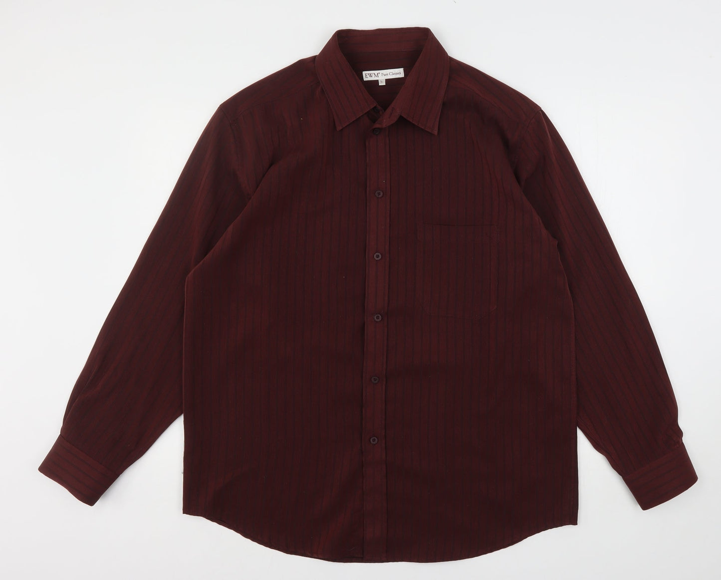 Mens UK Size L EWM Red  Button-Up Long Sleeve Casual Shirt