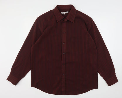 Mens UK Size L EWM Red  Button-Up Long Sleeve Casual Shirt