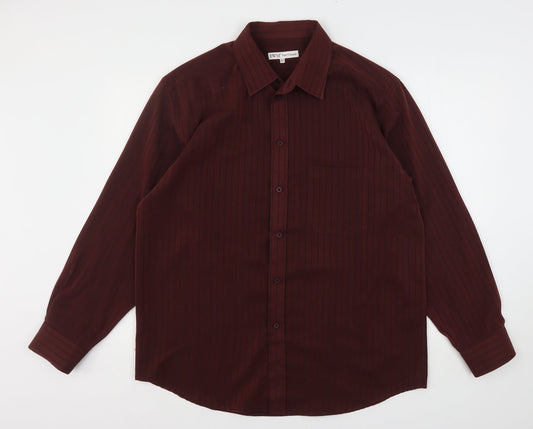 Mens UK Size L EWM Red  Button-Up Long Sleeve Casual Shirt
