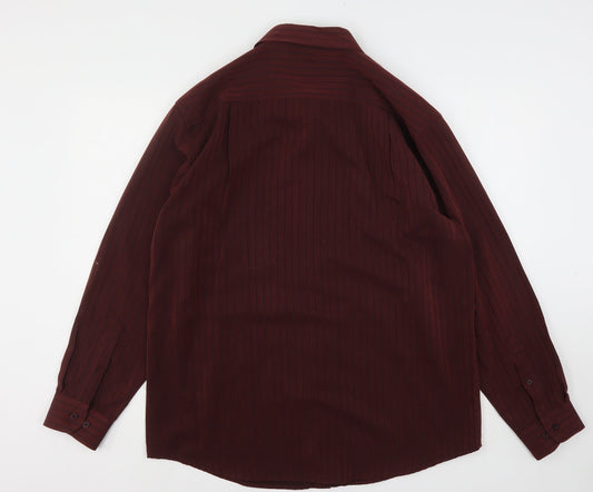 Mens UK Size L EWM Red  Button-Up Long Sleeve Casual Shirt