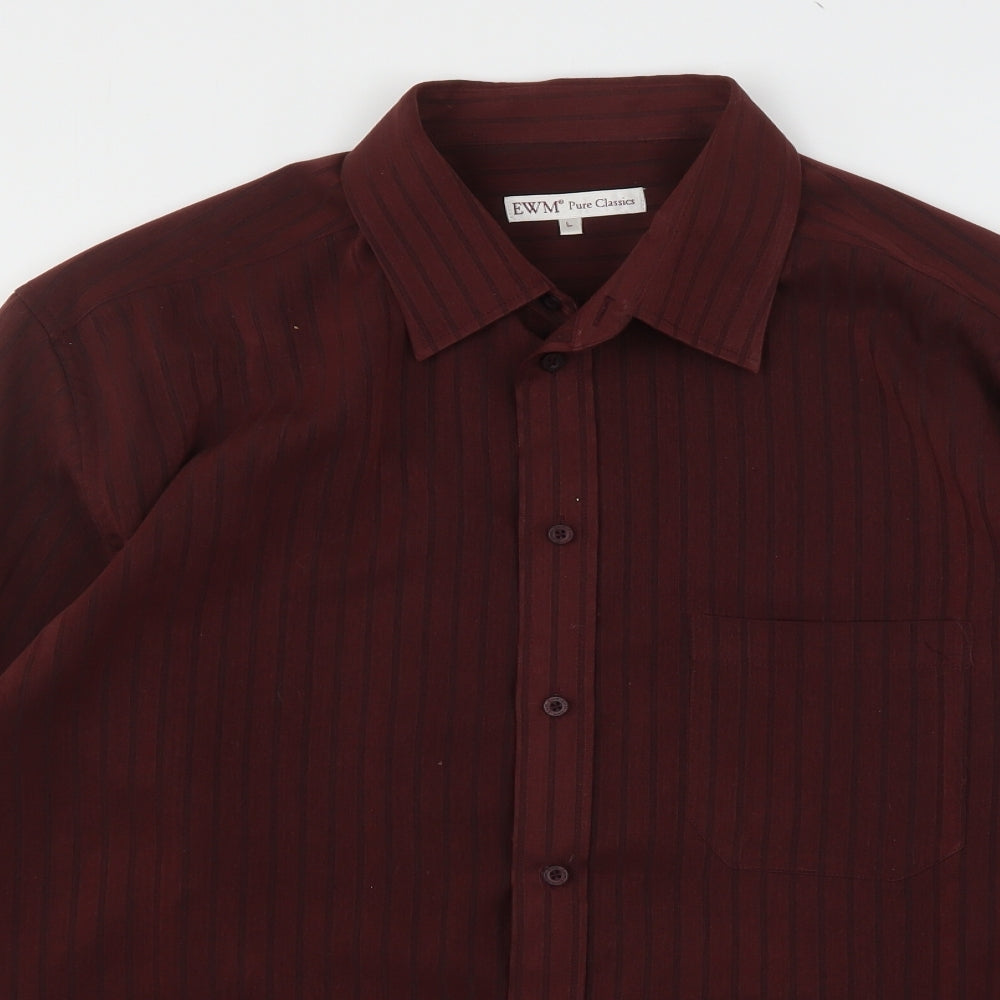 Mens UK Size L EWM Red  Button-Up Long Sleeve Casual Shirt