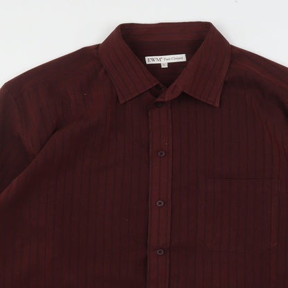 Mens UK Size L EWM Red  Button-Up Long Sleeve Casual Shirt