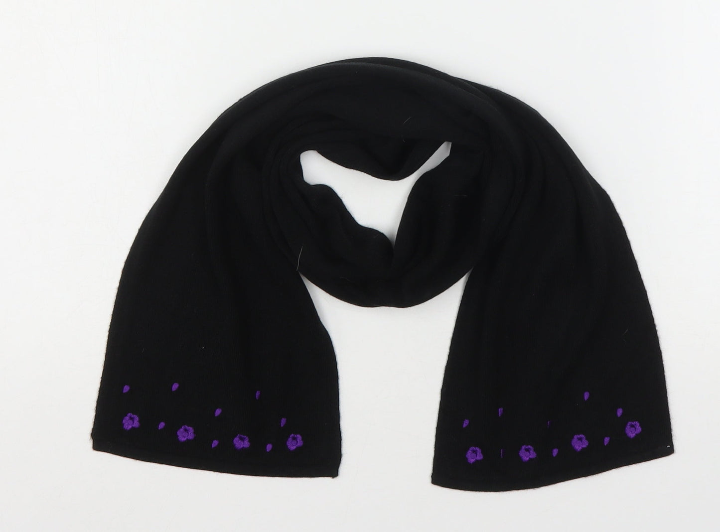 Preworn Womens Black Floral Polyester  Scarf