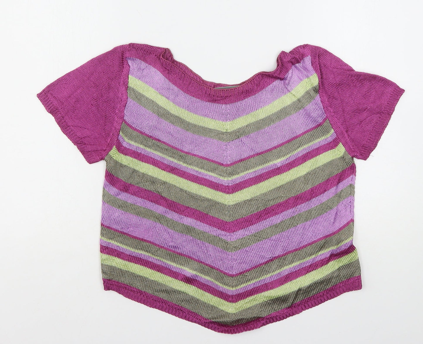 Carolle Womens Multicoloured Round Neck Striped Viscose Pullover Jumper Size 14