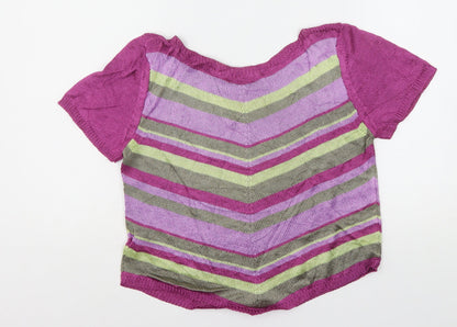Carolle Womens Multicoloured Round Neck Striped Viscose Pullover Jumper Size 14
