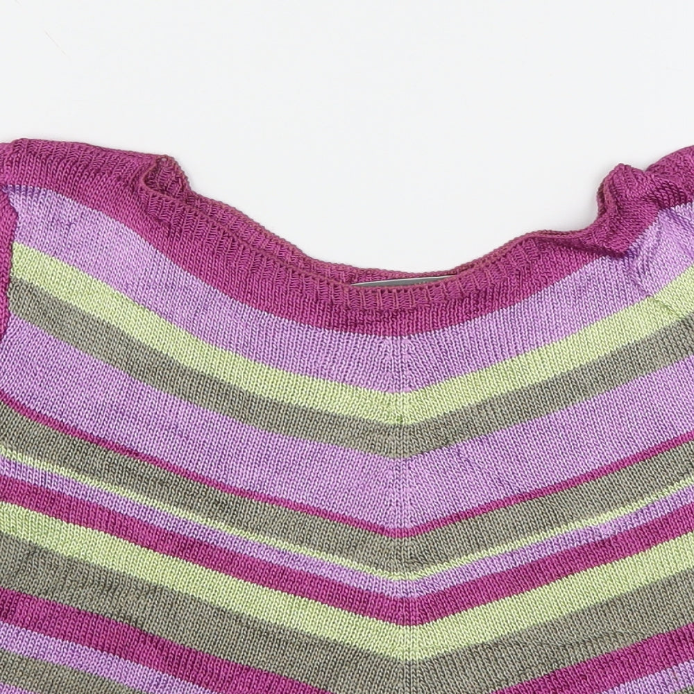 Carolle Womens Multicoloured Round Neck Striped Viscose Pullover Jumper Size 14