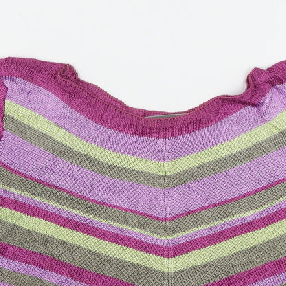 Carolle Womens Multicoloured Round Neck Striped Viscose Pullover Jumper Size 14