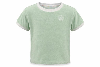 Front view of Primark girls’ green 100% cotton pullover sweatshirt, size 2-3, years pullover - smile