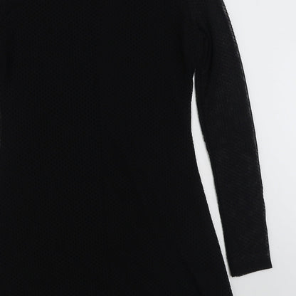 Pull&Bear Womens Black Plaid Polyester A-Line  Size L  Crew Neck Pullover